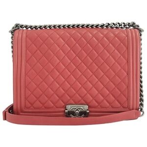 Chanel Quilted Pink Shoulder Boy Bag Jumbo Maxi